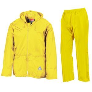 Result Mens Heavyweight Waterproof Rain Suit ( Zip Jacket & Trouser Suit) / Neon